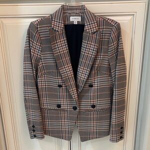 Evereve Women's Checkered Blazer - Black, Brown, Pink and Cream